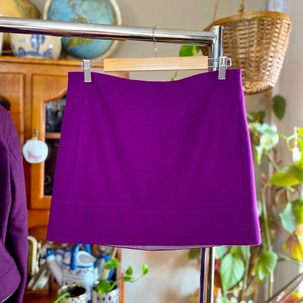 J Crew purple wool blend mini skirt pockets sz 2/4